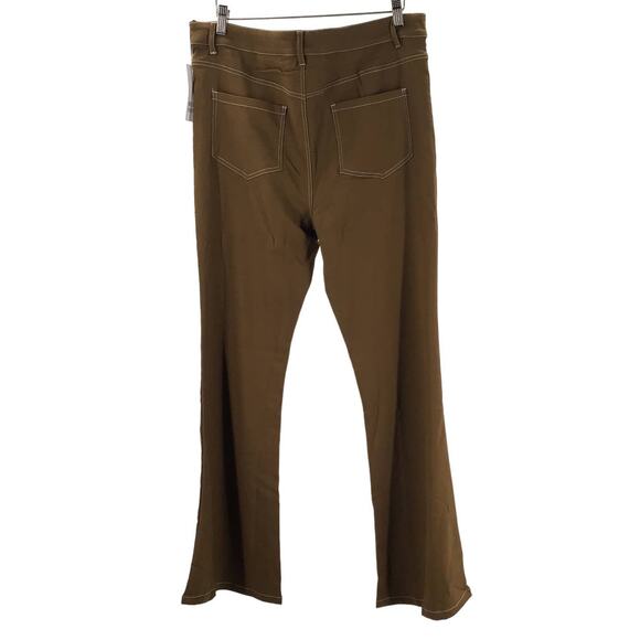 UNIQUE VINTAGE XL 14 brown flared retro high waist 5 pocket pants NWT B81 - Picture 2 of 9
